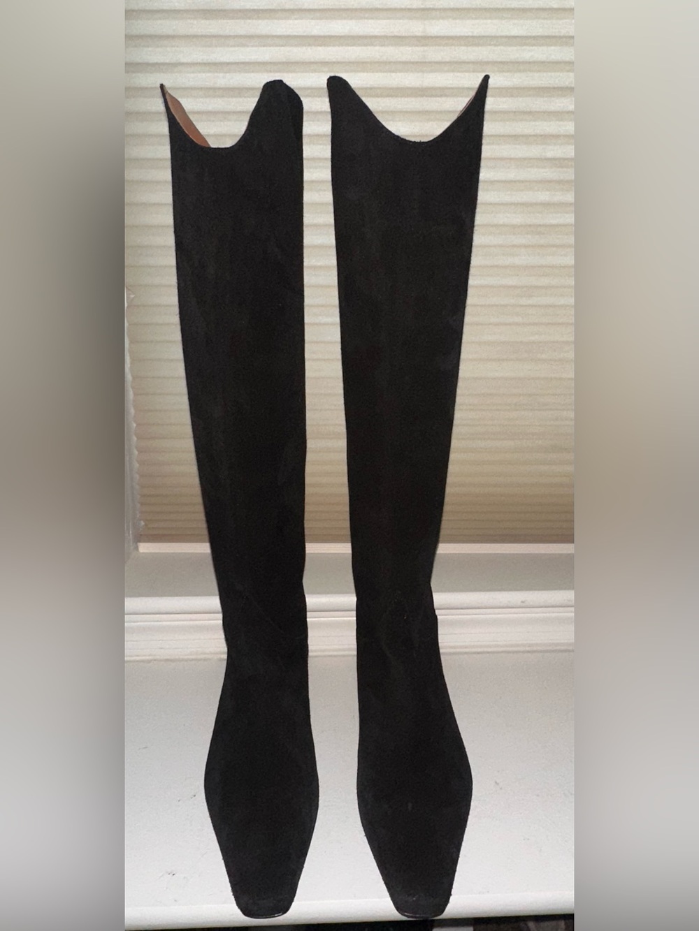 STAUD Wally Black Suede Tall Boots Pointed Toe Size 8.5